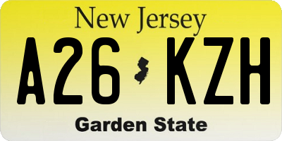 NJ license plate A26KZH