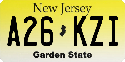 NJ license plate A26KZI