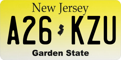 NJ license plate A26KZU