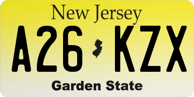 NJ license plate A26KZX