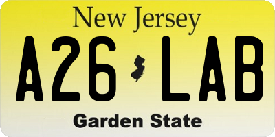 NJ license plate A26LAB
