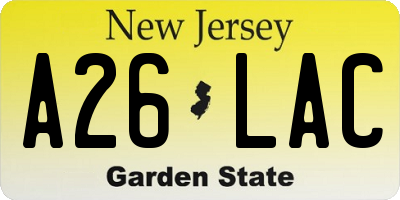 NJ license plate A26LAC