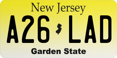 NJ license plate A26LAD