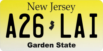 NJ license plate A26LAI
