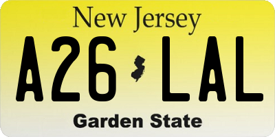 NJ license plate A26LAL