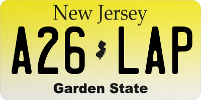 NJ license plate A26LAP