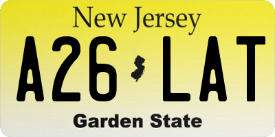 NJ license plate A26LAT
