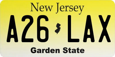 NJ license plate A26LAX