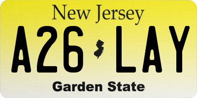NJ license plate A26LAY