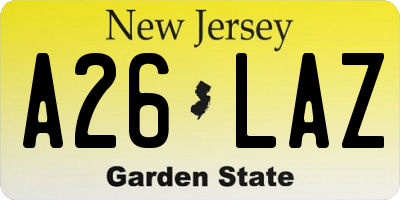 NJ license plate A26LAZ