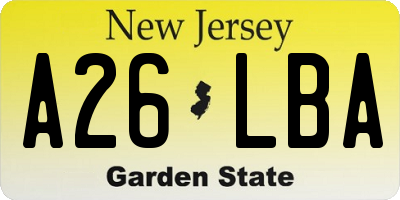 NJ license plate A26LBA