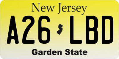 NJ license plate A26LBD