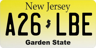 NJ license plate A26LBE
