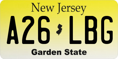 NJ license plate A26LBG
