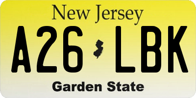 NJ license plate A26LBK