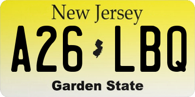 NJ license plate A26LBQ