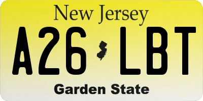 NJ license plate A26LBT