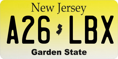 NJ license plate A26LBX