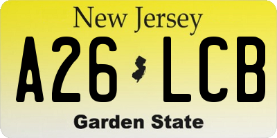 NJ license plate A26LCB