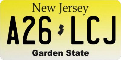 NJ license plate A26LCJ