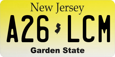 NJ license plate A26LCM