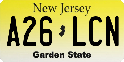 NJ license plate A26LCN