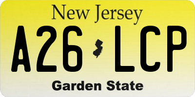 NJ license plate A26LCP