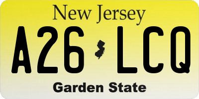 NJ license plate A26LCQ