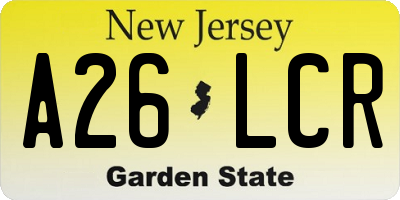 NJ license plate A26LCR