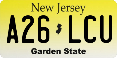 NJ license plate A26LCU