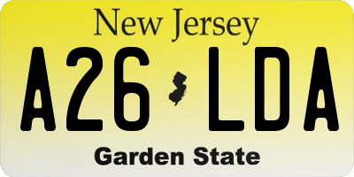 NJ license plate A26LDA