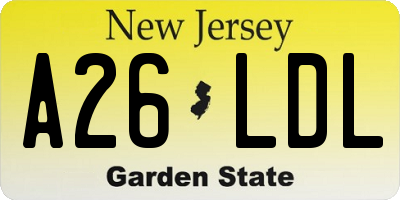 NJ license plate A26LDL
