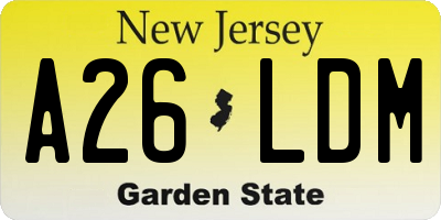 NJ license plate A26LDM