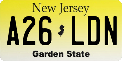 NJ license plate A26LDN
