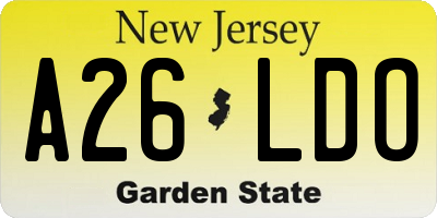 NJ license plate A26LDO