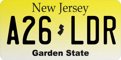 NJ license plate A26LDR