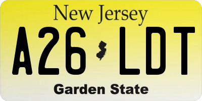 NJ license plate A26LDT