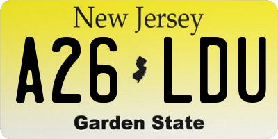 NJ license plate A26LDU