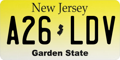 NJ license plate A26LDV