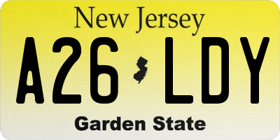 NJ license plate A26LDY