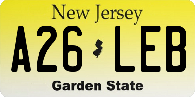 NJ license plate A26LEB