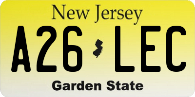 NJ license plate A26LEC