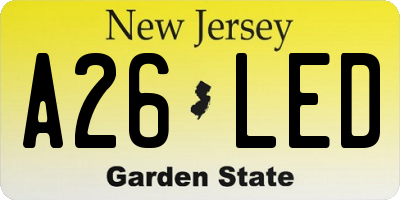 NJ license plate A26LED