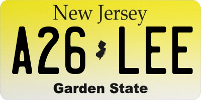 NJ license plate A26LEE