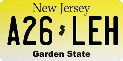 NJ license plate A26LEH