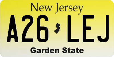 NJ license plate A26LEJ