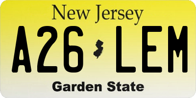 NJ license plate A26LEM