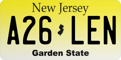 NJ license plate A26LEN