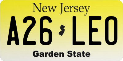 NJ license plate A26LEO