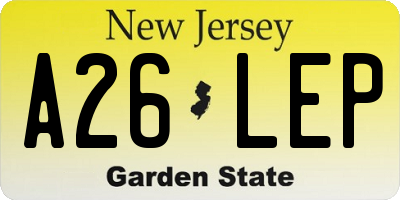 NJ license plate A26LEP
